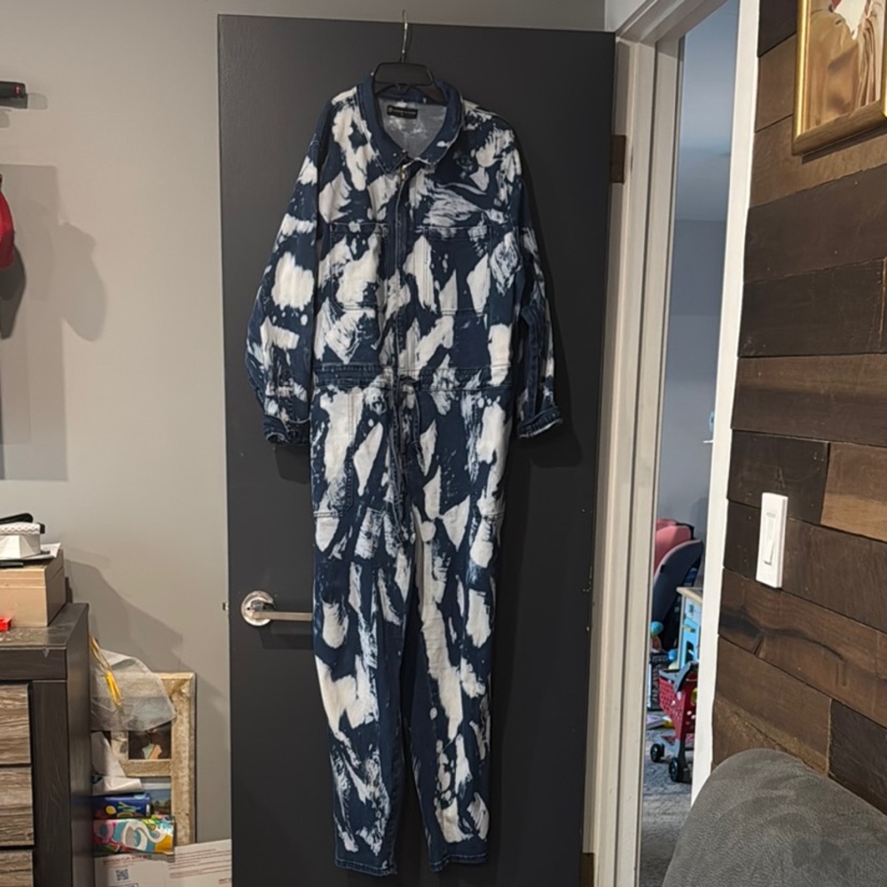 Blue and White Tie-Dye Jumpsuit